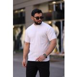 Bisiklet Yaka Kısa Kol Erkek Örme Triko Tişört BEYAZ 2XL