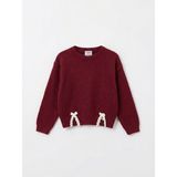 Bisiklet Yaka Kız Çocuk Triko Kazak - Bordo