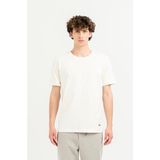 Bisiklet Yaka Kol Ucu Duble %100 Pamuk Slim Fit Erkek T-Shirt - Ekru