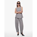 Bisiklet Yaka Kolsuz Asimetrik Pileli Peplum Bluz