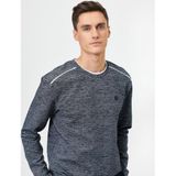 Bisiklet Yaka Logo Detaylı Omzu Çizgili Slim Fit Kazak