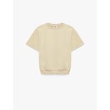 Bisiklet Yaka Pamuklu Kısa Kollu Oversize Sweatshirt