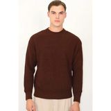 Bisiklet Yaka Selanik Örgü Relaxed Fit Erkek Triko Kazak | Ventov Kahverengi - Xl - 0-Kahverengi