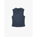 Bisiklet Yaka Slim Fit Bürümcük Kolsuz Bluz