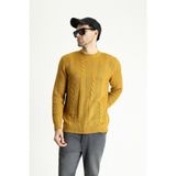 Bisiklet Yaka Slim Fit Dar Kesim Desenli Triko Kazak - Hardal