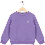 Bisiklet Yaka Uzun Kol Kalp Nakıslı Mor Renk Kız Çocuk Sweatshirt - 2 - 3 Yaş
