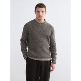 Bisiklet Yaka Yün Karışımlı Erkek Triko Kazak - Kahverengi - 2XL
