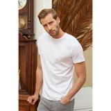 Bisiklet Yaka%100 Pamuk Slim Fit Erkek Beyaz Basic Tişört