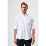 Bisse Beyaz Regular Fit%100 Pamuk Apoletli Basic Gömlek GM23K232060_D01