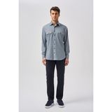 Bisse Bisse Studio Erkek Uzun Kollu Gri Gömlek BSGMFLN25566_D55 - 2XL