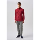Bisse Bisse Studio Erkek Uzun Kollu Pamuk Bordo Cepsiz Gömlek BSGMCZG25560_C25 - 2XL