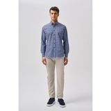 Bisse Bisse Studio Regular Fit Uzun Kollu Lacivert Erkek Gömlek BSGMEKS252125_E39 - 2XL