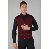 Bisse Bordo Regular Fit Yün Kruvaze Triko Yelek