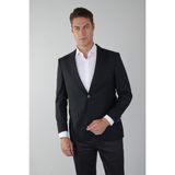 Bisse Comfort Fit Siyah Dokuma Mono Yaka Çift Yırtmaçlı 4 Drop Yün Blazer Erkek Ceket PCK24KNOS002_D99 - 54