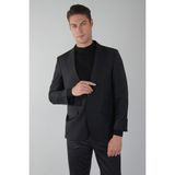 Bisse Comfort Fit Siyah Mono Yaka Çift Yırtmaçlı 4 Drop Erkek Yün Ceket PCK24K24200_D99 - 52