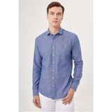 Bisse Erkek Slim Fit Uzun Kollu Spor Gömlek Lacivert GM23Y231059_D39
