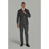 Bisse Gri Comfort Fit İtalyan Kruvaze Yaka Sedef Düğmeli 6 Drop Yün Takım Elbise PTK25Y25002_D55
