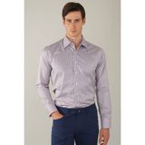 Bisse Kırmızı Uzun Kol Klasik Z Yaka Cepsiz Erkek Gömlek GMKLS250031_D24 - 46