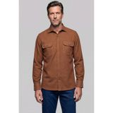 Bisse Modern Fit Paşa Yaka Çift Cepli Flanel Hardal Erkek Gömlek