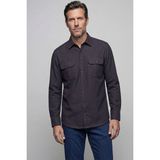 Bisse Modern Fit Paşa Yaka Çift Cepli Flanel Kahve Erkek Gömlek GMFLN0322300212_D12 - Koyu Kahverengi