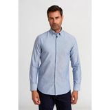Bisse Modern Fit Paşa Yaka Çizgili Lacivert Spor Erkek Gömlek GMCZG1622300205_D39 - 2XL