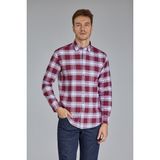 Bisse Modern Fit Paşa Yaka Ekose Bordo Spor Erkek Gömlek GMEKS12300300_D25