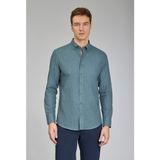 Bisse Modern Fit Paşa Yaka Yeşil Spor Erkek Gömlek GMFLN0222302221_D47