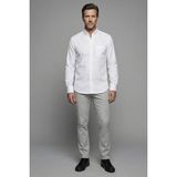 Bisse Pamuk Regular Fit Klasik Tek Cepli Beyaz Erkek Gömlek GMKLS4KPAL242050_D01 - XL