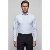 Bisse Regular Fit Alttan Britli Yaka Yazlık Çizgili Pamuk Mavi Erkek Gömlek GM23K232075_D35