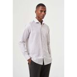 Bisse Regular Fit Bej Çizgili İtalyan Yaka Klasik Erkek Gömlek GM23Y231037_D07