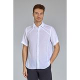 Bisse Regular Fit Birit Yaka Beyaz Keten Erkek Gömlek GMKTNA1224013_D01