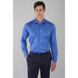 Bisse Regular Fit Cepsiz Pamuk Mavi Erkek Gömlek GMKLS250053_35 - 38