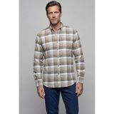 Bisse Regular Fit Ekoseli Kışlık Pamuk Bej Erkek Gömlek GMEKS0122300216_D07 - 2XL