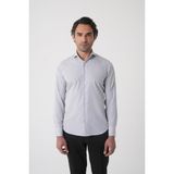 Bisse Regular Fit Erkek Napoli Yaka Uzun Kol Cepsiz Pamuk Gri Gömlek GMCZG250127_55 - XL