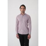 Bisse Regular Fit Erkek Napoli Yaka Uzun Kol Cepsiz Pamuk Kırmızı Gömlek GMCZG250127_24 - XL