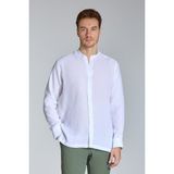 Bisse Regular Fit Hakim Yaka Beyaz Keten Erkek Gömlek GMKTN8HY224011_D01 - 2XL