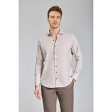 Bisse Regular Fit İtalyan Yaka Bej Pamuk Erkek Gömlek GMFLN0222303221_D07