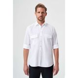 Bisse Regular Fit Kol İçi Apoletli Beyaz Basic Erkek Gömlek GM23K232060_D01 - 2XL