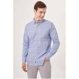 Bisse Regular Fit Mavi Paşa Yaka Yazlık Spor Erkek Gömlek GM23Y231031_D35