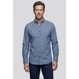 Bisse Regular Fit Pamuk Cepsiz Indigo Uzun Paşa Yaka Gömlek GMMLJ252027_D66 - İndigo