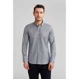 Bisse Regular Fit Paşa Yaka Desenli Gri Spor Erkek Gömlek GM23K232040_D55