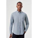 Bisse Regular Fit Paşa Yaka Desenli Yeşil Spor Erkek Gömlek GM23K232040_D47 - XL