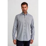Bisse Regular Fit Paşa Yaka Düğmeli Gri Basic Spor Erkek Gömlek GMARS0322301203_D55 - XL