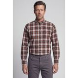 Bisse Regular Fit Paşa Yaka Ekose Pamuk Kahve Erkek Gömlek GM23K232011_D11