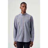 Bisse Regular Fit Paşa Yaka Ekoseli Kahve Erkek Gömlek GM23K232024_D11