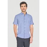 Bisse Regular Fit Paşa Yaka Fleto Cep Lacivert Pamuk Erkek Gömlek GMCZG250075_E39