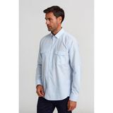 Bisse Regular Fit Paşa Yaka Kol İçi Apoletli Mavi Basic Erkek Gömlek GM23Y231125_C35