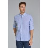 Bisse Regular Fit Paşa Yaka Lacivert Pamuk Keten Erkek Gömlek GMKTN3PS224018_D39 - XL