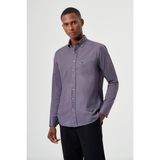 Bisse Regular Fit Paşa Yaka Lila Basic Spor Erkek Gömlek GM23K232050_D44