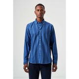 Bisse Regular Fit Paşa Yaka Mavi Basic Erkek Gömlek GM23K232022_D35